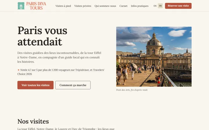 Page d’accueil de parisdivatours.com
